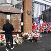 Hillsborough tragedy: 20 years on&nbsp;:&nbsp;Floral tributes from Liverpool football club representatives are laid beside the memorial that lists the names of the 96 victims of the disaster on 15 April 1989