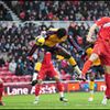 Middlesbrough 1 v 1 Arsenal&nbsp;:&nbsp;Emmanuel Adebayor takes advantage of a static defence to head Arsenal ahead in the 17th minute