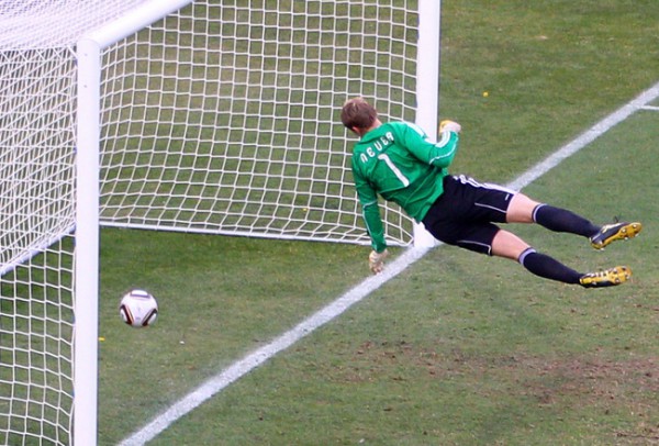 Frank Lampard has a goal disallowed for England against Germany at the 2010 World Cup