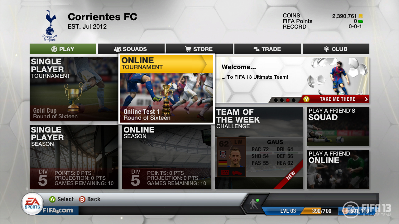 FIFA 13 Ultimate Team | Main Menu