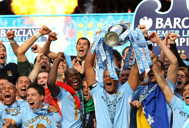 Manchester City are crowned English Premier League Champions 2011/12