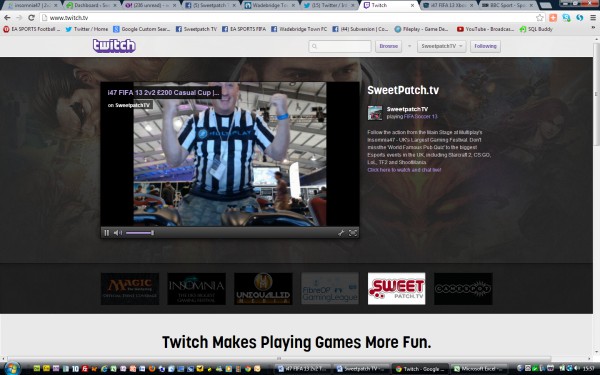 During FIFA 13 2v2 £200 Casual Cup at insomnia47 we were featured on the homepage as a recommended channel!