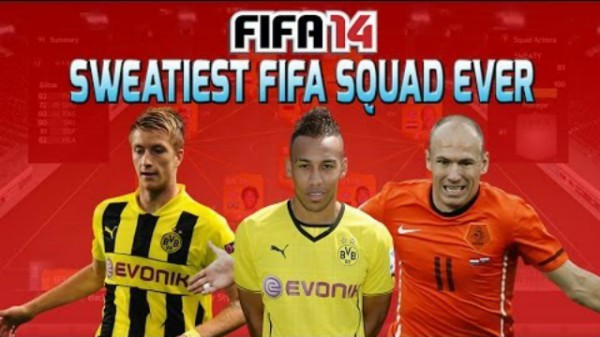 SWEATIEST TEAM EVER ft AUBAMEYANG ROBBEN REUS GOTZE - FIFA 14 SQUAD BUILDER